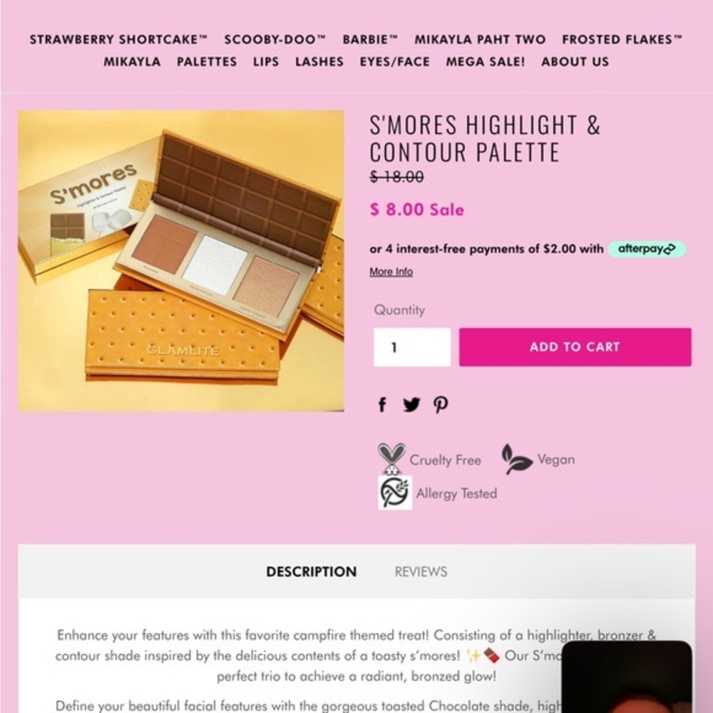 Glamlite S’mores highlight and contour Palette